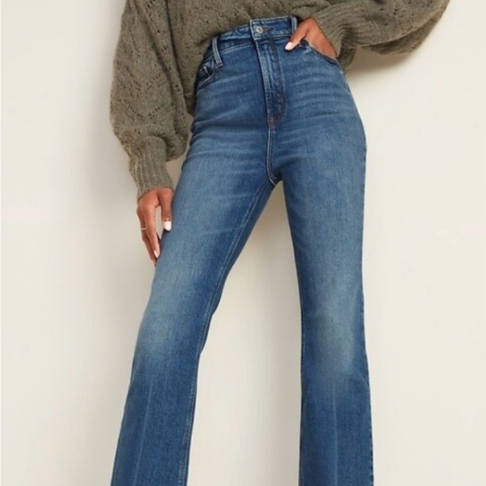 Old Navy Women's Blue Higher High Rise Flare Jeans